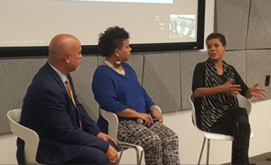 Juan Cartagena, Rosa Clemente y Michelle Alexander en conversatorio sobre el libro El Color de la Justicia en Google.