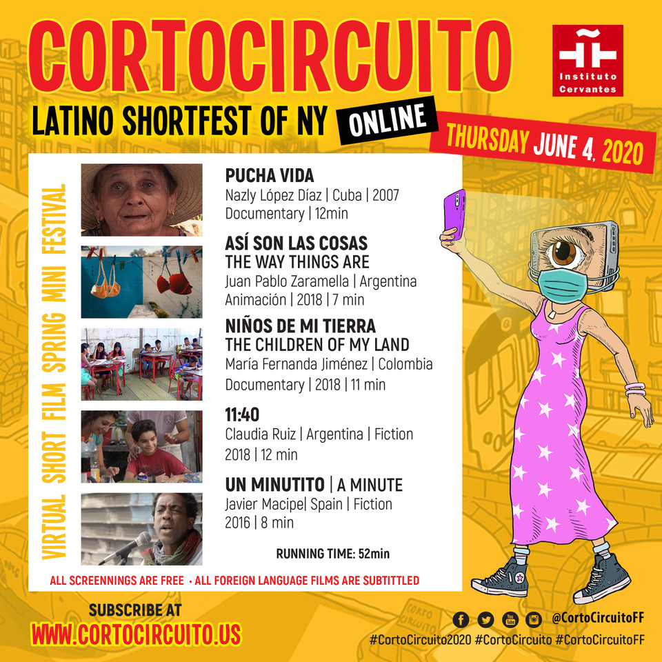 CortoCircuito Latino Shortfest de Nueva York e Instituto Cervantes de Nueva York celebrarán el Minifestival Virtual de Cortometrajes Latinos