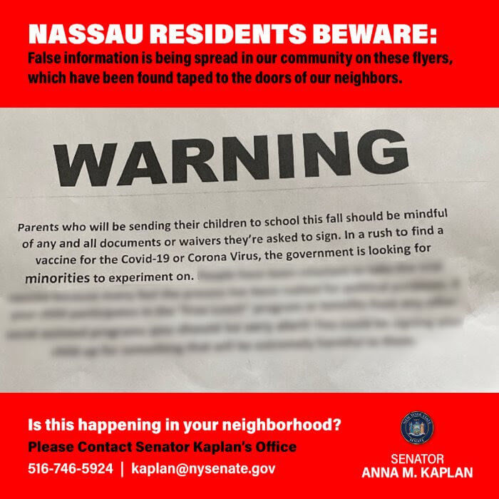 Alertan en Nassau sobre aparición de cartas con información falsa de la vacuna de Coronavirus