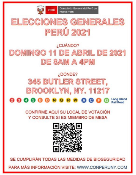 Peruanos en Nueva York tienen Elecciones Generales el 11 de abril