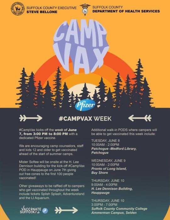 Iniciativa #CampVax alienta a vacunarse a niños y consejeros de campamentos en Suffolk