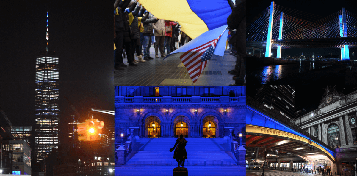 Nueva York y otras ciudades de EEUU se iluminan con los colores de Ucrania