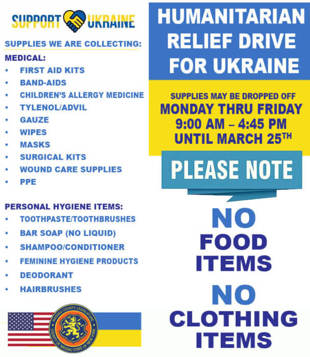 En marcha campaña de donaciones en Nassau para ayudar a Ucrania